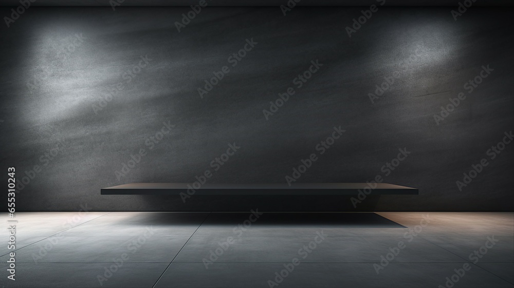 Aufkleber An empty sleek black surface with subtle texture, creating a minimalist environment
