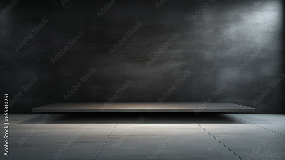 Aufkleber An empty sleek black surface with subtle texture, creating a minimalist environment