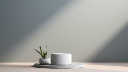 Fototapeta na wymiar A minimalist gray background with soft gradients for product presentation