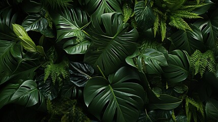 Tropical foliage background. - obrazy, fototapety, plakaty