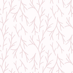 Fototapeta premium Winter berry branch seamless pattern for textile or wallpaper, scrapbook in delicate pastel color. Vector background, hand drawn doodle simple illustrations