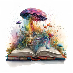 fantasy book mushroom Generative AI - obrazy, fototapety, plakaty