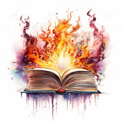 fantasy book fire devil Generative AI - obrazy, fototapety, plakaty