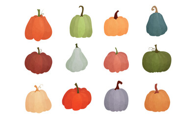 Set of elements. Pumpkins of different colors.