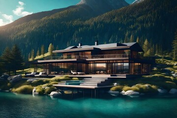 resort in the mountains4k HD quality photo. 