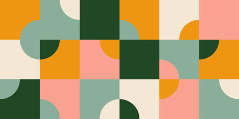 Geometric minimalistic mosaic seamless pattern. Abstract vector for web banner, business presentation, branding, card, invitation, poster, cover, textile print.