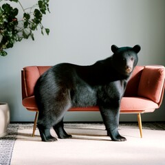 bear in living room. generative ai