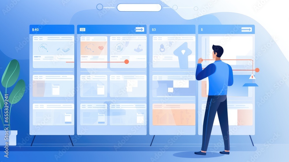 Aufkleber Visualize a person using project management software to track progress, manage resources, and meet project deadlines
