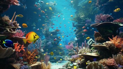 Fototapeta na wymiar Colorful tropical fish life in the coral reef animals generative ai