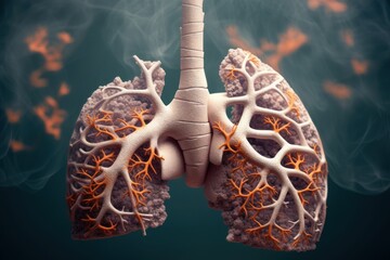Human Lung model illness, Lung cancer and lung disease, Generative AI - obrazy, fototapety, plakaty