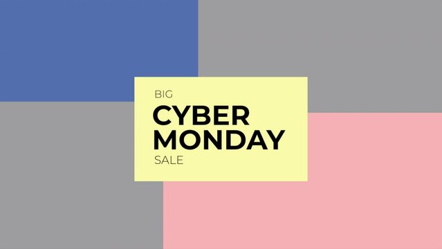 Cyber Monday and Big Sale in frame on colorful modern gradient, motion abstract holidays, minimalism and promo style background