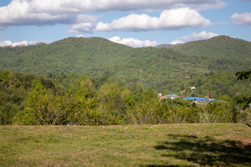 landscape with mountains and blue sky