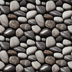 Fototapeta na wymiar Seastones seamless pattern. Polished rounded pebbles repeating background. 