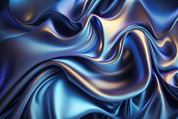 Obraz premium Blue abstract shiny plastic silk or satin wavy background.