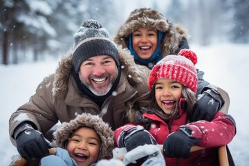 Fototapeta na wymiar Joyful Moments: Family Winter Activities Captured