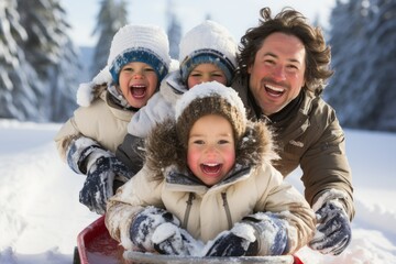 Fototapeta na wymiar Joyful Moments: Family Winter Activities Captured