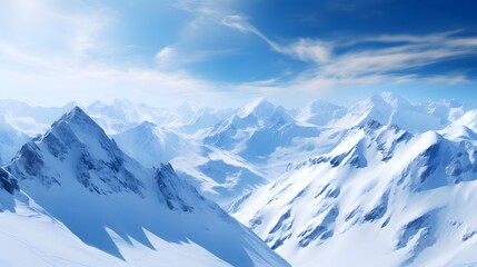 Fototapeta na wymiar Panoramic view of snowy mountains. Beautiful winter landscape. 3D rendering