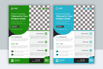 Business brochure flyer design template. two colors scheme, vector template in A4 size - Vector