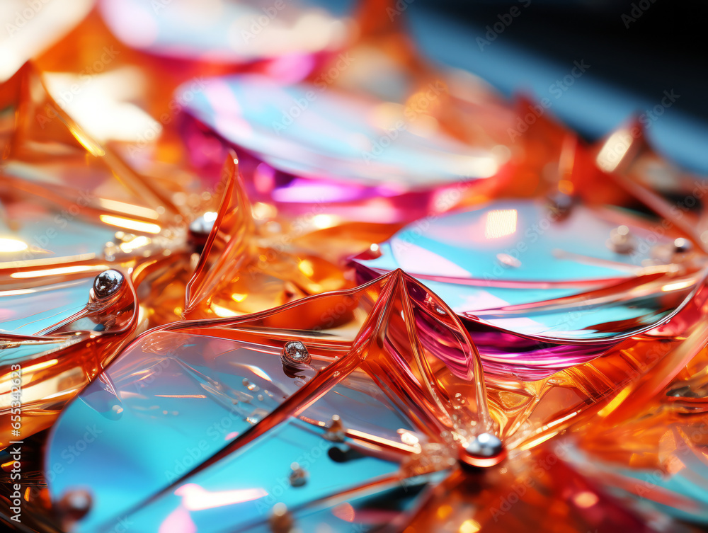 Poster closeup of abstract glass background. shallow depth of field. generative ai
