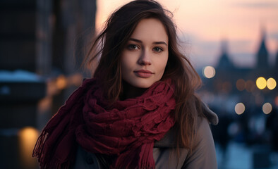 Fototapeta premium Winter woman outdoor