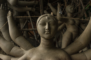 Fototapeta na wymiar Clay Idol of goddess Durga