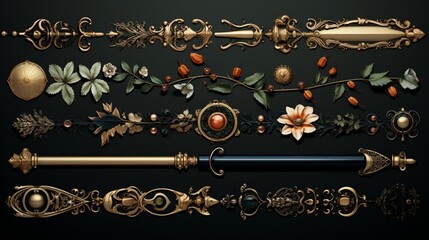 Vintage dividers and decorative elements.