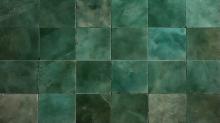 Pattern of Travertine Tiles in emerald Colors. Top View