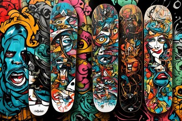 Skateboard deck design. dragon design skateboard amazing design with eye-catching color.