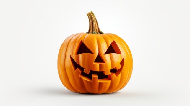 Jack O Lantern halloween pumpkin on a white background