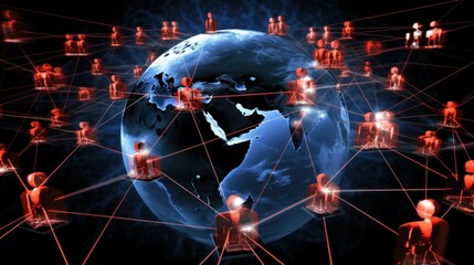A network of interconnected computers engaged in malicious activities like hacking and cybercrime. Illustrates cybersecurity, technology, and online threats.