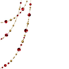 Gems. Decoration. Diamonds. Abstract background. Jewelry. Hanging crystals. Vector illustration. Red gems.