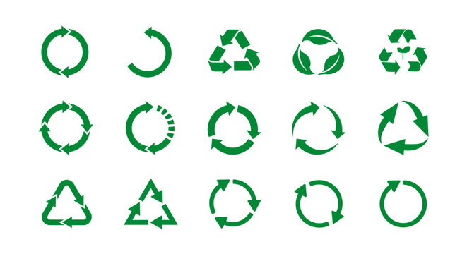 Recycling arrow symbol collection. Set of recycle arrow icons