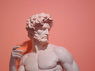 Ancient statue of a man with a glass of wine	