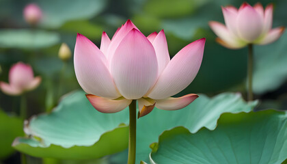 Obraz premium Pink lotus in the summer pound.