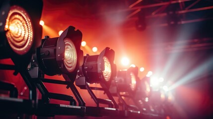 close up picture of bright stage lights - obrazy, fototapety, plakaty