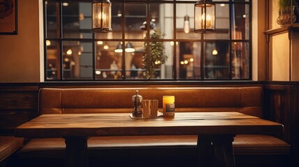 comfortable cozy booth at a restaurant and bar