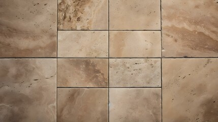 Pattern of Travertine Tiles in khaki Colors. Top View