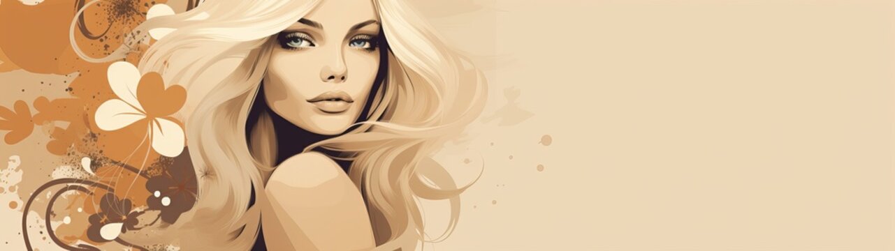 Beige fashion background with girl