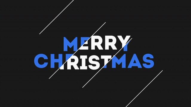 Merry Christmas with lines pattern on black gradient, motion holidays and winter style background for New Year and Merry Christmas