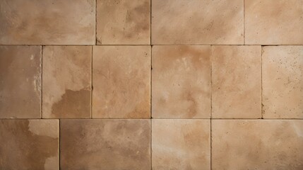 Pattern of Travertine Tiles in light brown Colors. Top View