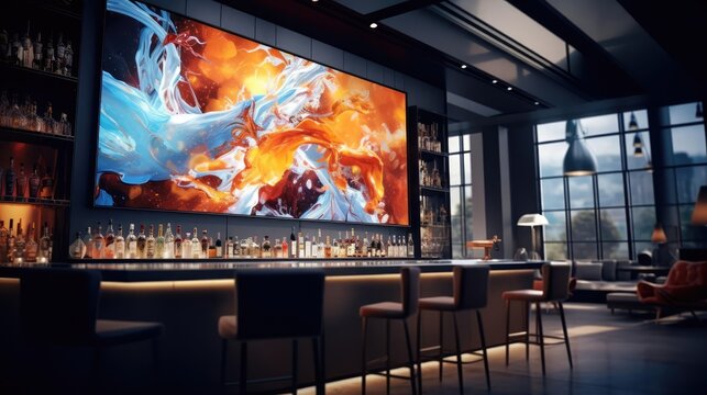 luxury fancy bar with modern art on the walls