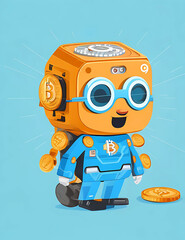 bitcoin holding hand loudspeakers vector. cartoon character