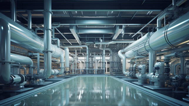 A sprawling chemical processing plant, with a labyrinth of pipes and reactors