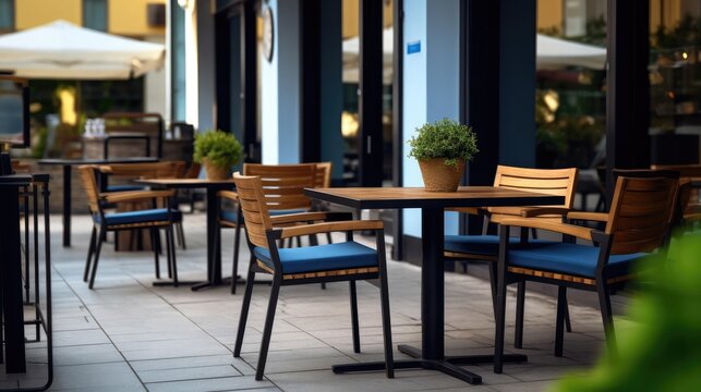 modern outside cafe seating area