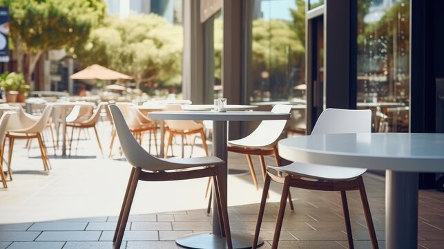 modern outside cafe seating area