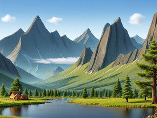 Northern nature landscape with mountains