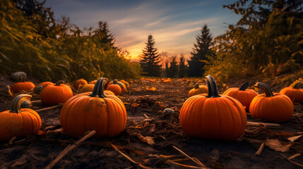 pumpkin patch farm fall autumn festival. Autumn and halloween concept