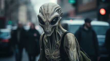 Alien walking in the city