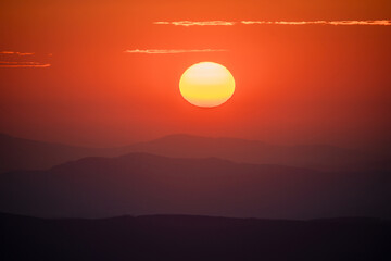 Red sun at sunrise