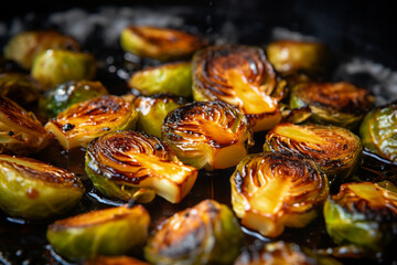 Charred brussels sprout as a restaurant menu dish.
